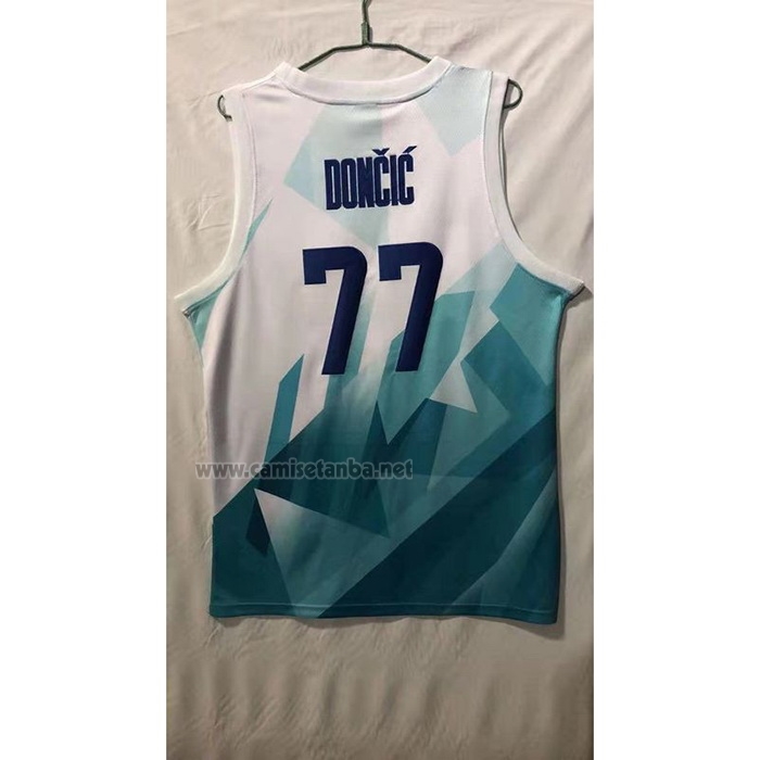 Camiseta Slovenia Luka Doncic #77 Tokyo 2021 Blanco